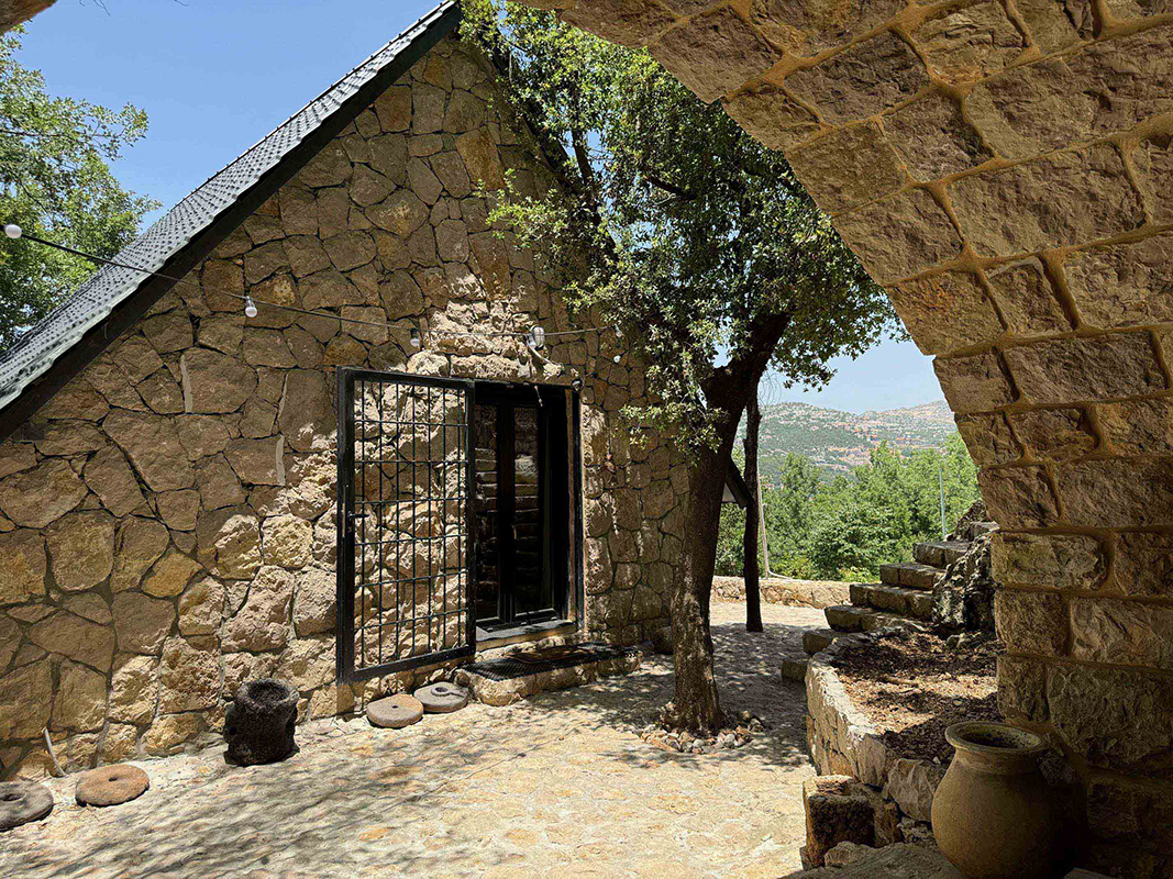 Pitched roof stone chalet