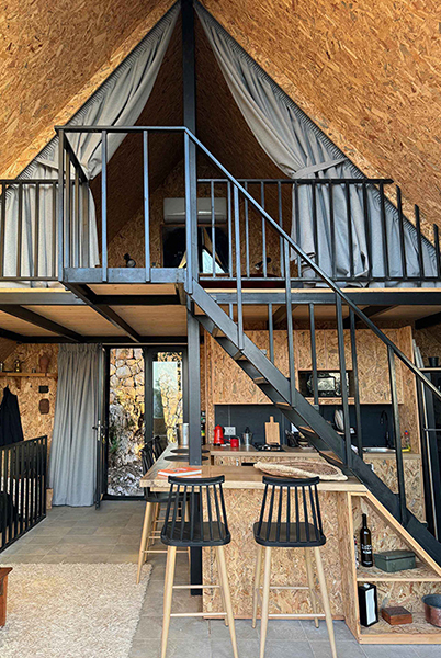 interior OSB panels and steel